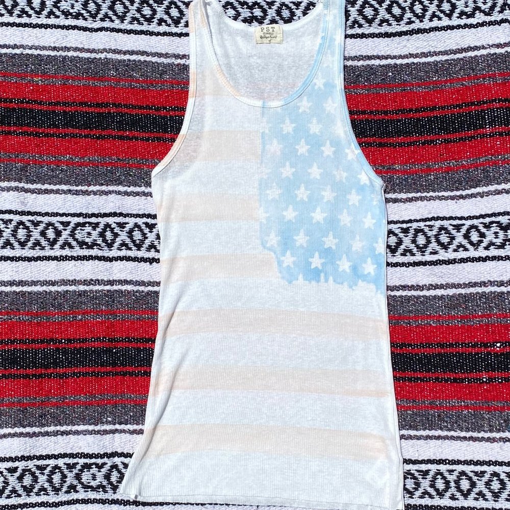American Flag Ribbed Tank Top - Picture 2 of 5